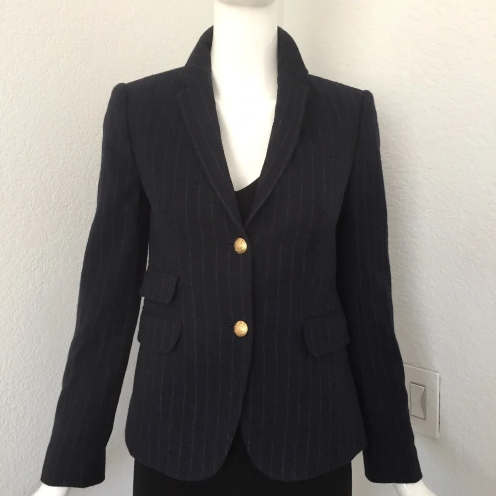 j. crew schoolboy navy gray pinstripe blazer